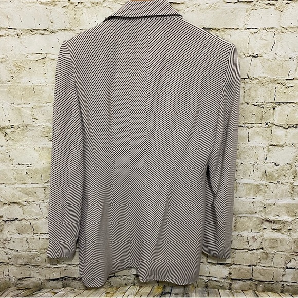 Taiga Paris Black Beige Striped Viscose Blazer Jacket - Picture 4 of 6